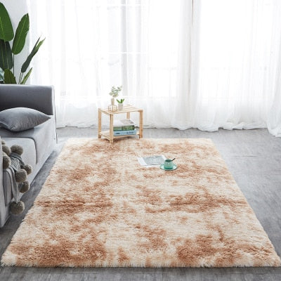 Shaggy tie-dye carpet printed