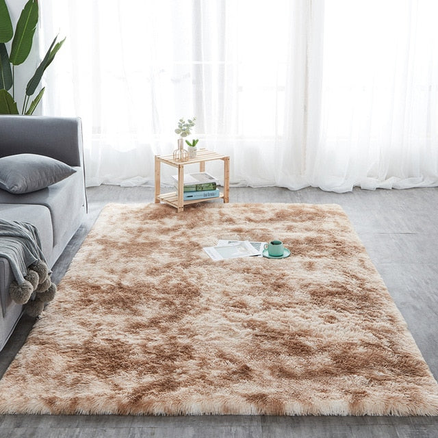 Shaggy tie-dye carpet printed