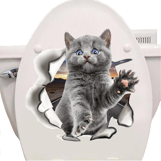 Fashion 3d cats toilet stickers
