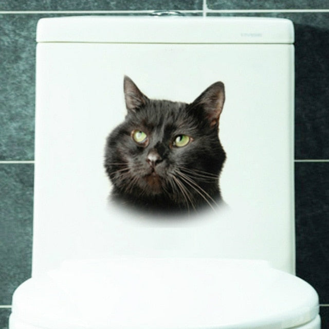 Fashion 3d cats toilet stickers