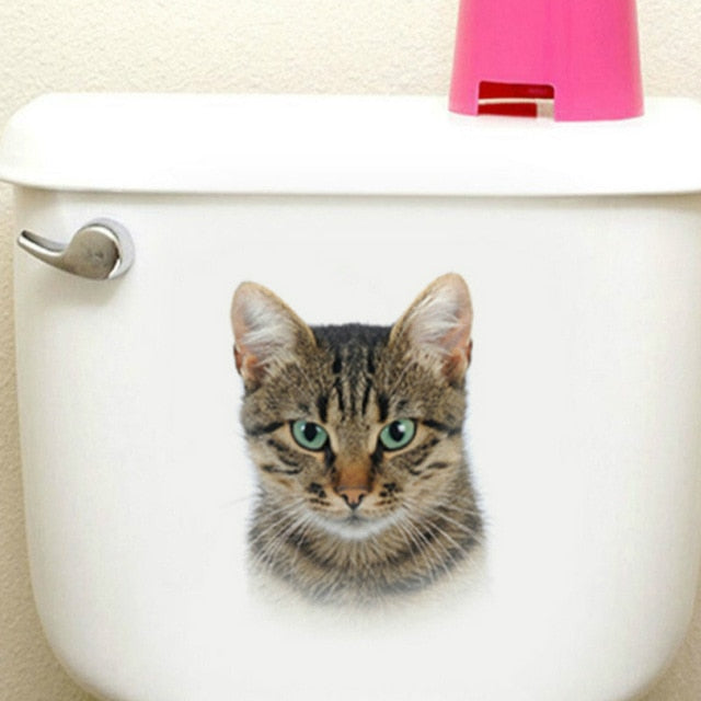 Fashion 3d cats toilet stickers