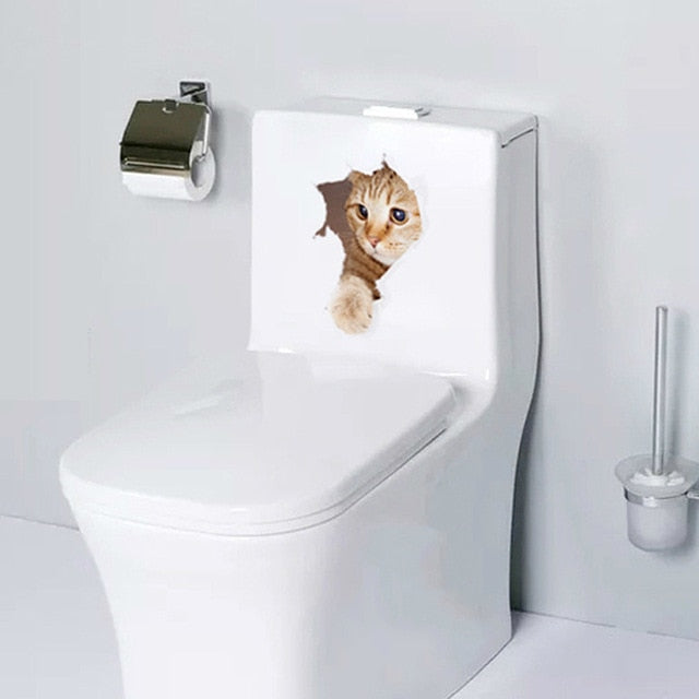 Fashion 3d cats toilet stickers