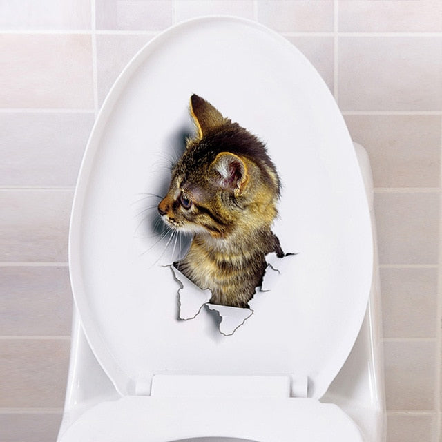 Fashion 3d cats toilet stickers