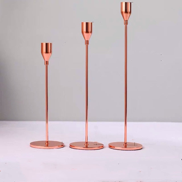 Metal Candle Holder Simple Golden Wedding Decoration