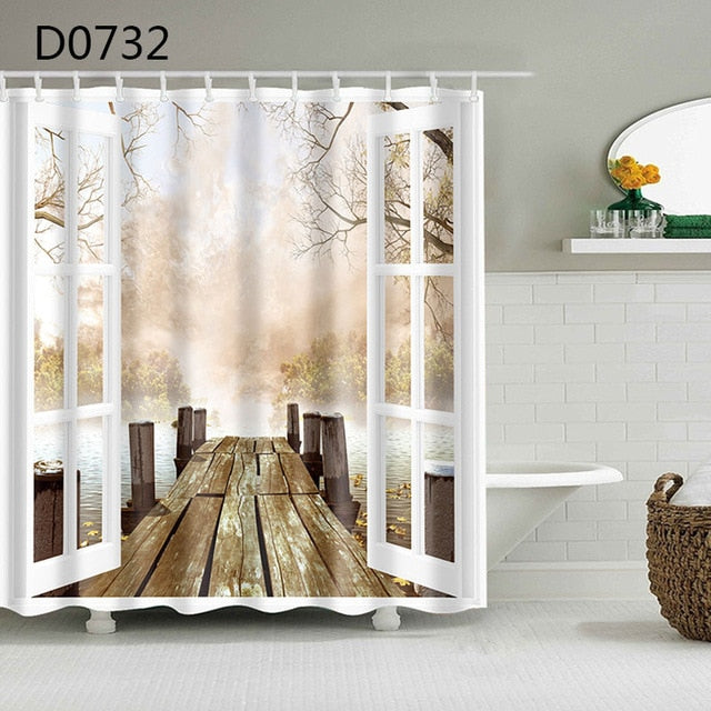 Yomdid marble pattern bath curtain waterproof