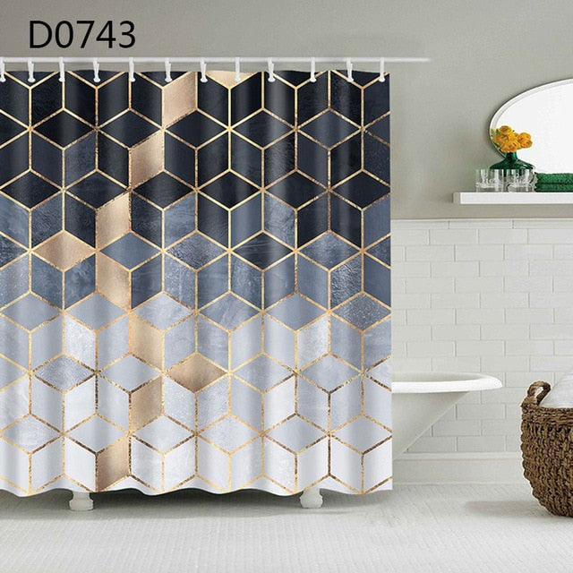 Yomdid marble pattern bath curtain waterproof
