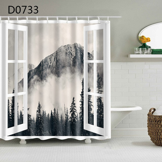 Yomdid marble pattern bath curtain waterproof