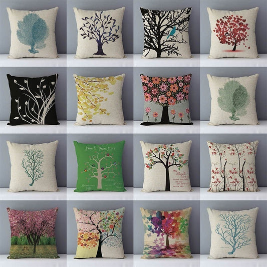 Plants life trees printed cushion