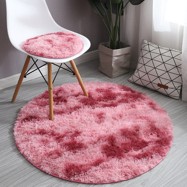 Round Carpet Colorful Fluffy Alfombra Circles Hanging Basket Yoga Rug