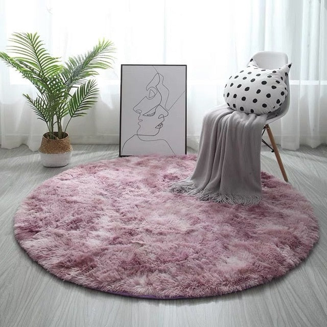 Round Carpet Colorful Fluffy Alfombra Circles Hanging Basket Yoga Rug