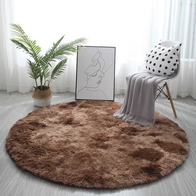 Round Carpet Colorful Fluffy Alfombra Circles Hanging Basket Yoga Rug
