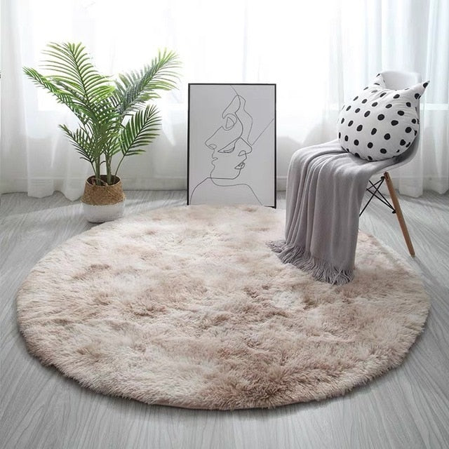 Round Carpet Colorful Fluffy Alfombra Circles Hanging Basket Yoga Rug