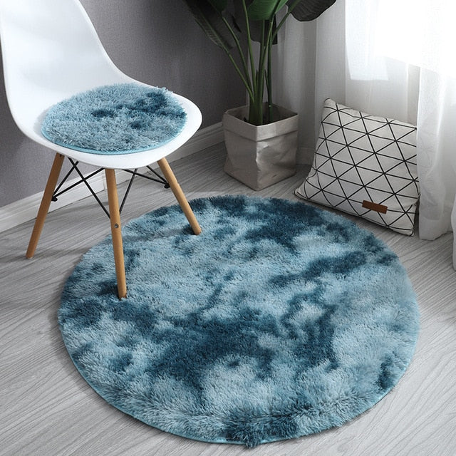 Round Carpet Colorful Fluffy Alfombra Circles Hanging Basket Yoga Rug