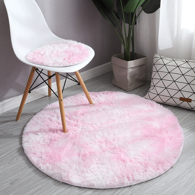 Round Carpet Colorful Fluffy Alfombra Circles Hanging Basket Yoga Rug