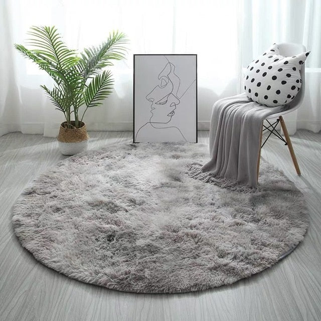 Round Carpet Colorful Fluffy Alfombra Circles Hanging Basket Yoga Rug