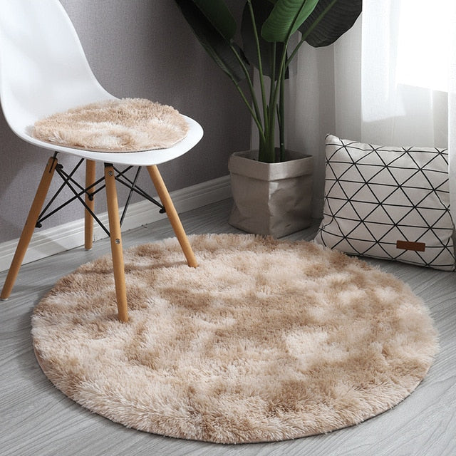 Round Carpet Colorful Fluffy Alfombra Circles Hanging Basket Yoga Rug
