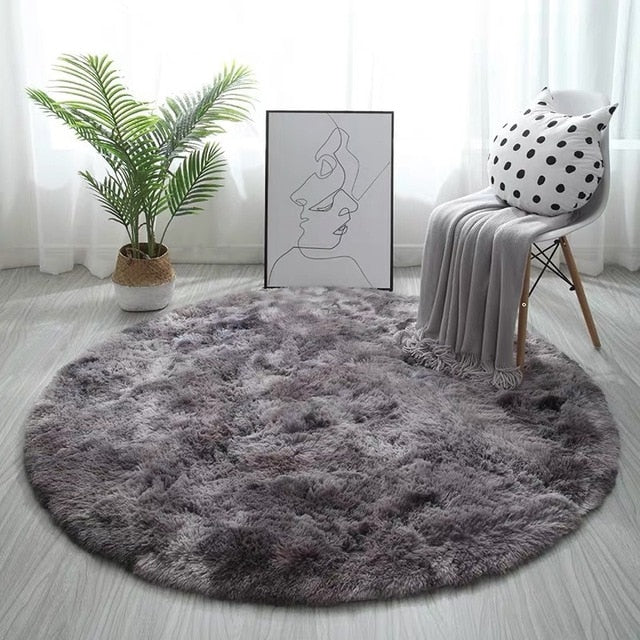 Round Carpet Colorful Fluffy Alfombra Circles Hanging Basket Yoga Rug