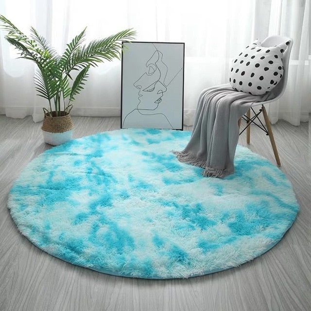 Round Carpet Colorful Fluffy Alfombra Circles Hanging Basket Yoga Rug