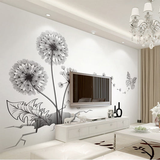 Black Sticker Creative Dandelion Wall