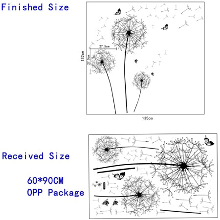 Black Sticker Creative Dandelion Wall