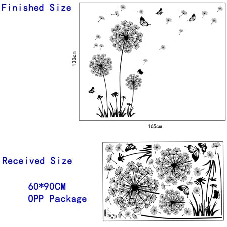 Black Sticker Creative Dandelion Wall