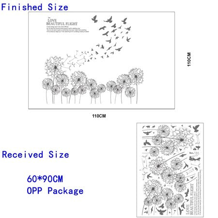 Black Sticker Creative Dandelion Wall
