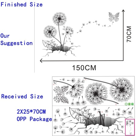 Black Sticker Creative Dandelion Wall