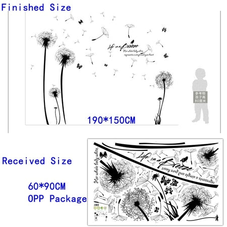 Black Sticker Creative Dandelion Wall