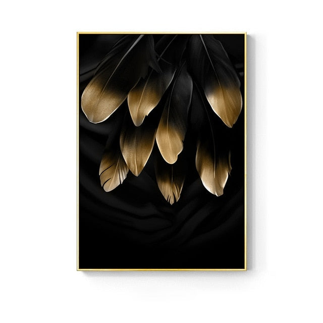 Golden abstract leaf flower Wall Art