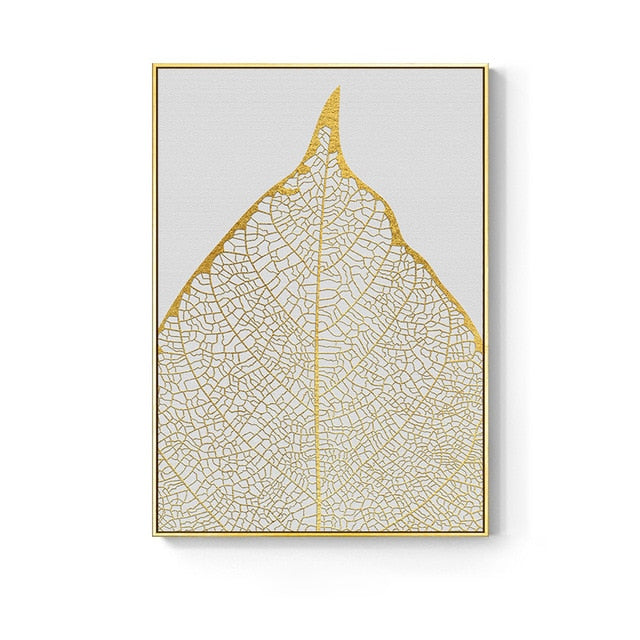 Golden abstract leaf flower Wall Art