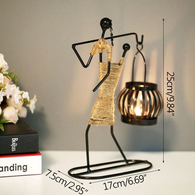Metal Candlestick Abstract Character Sculpture