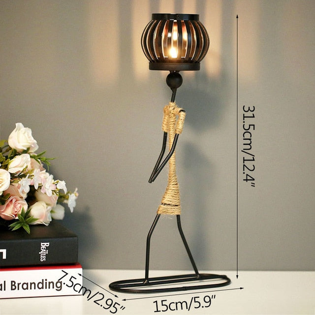Metal Candlestick Abstract Character Sculpture