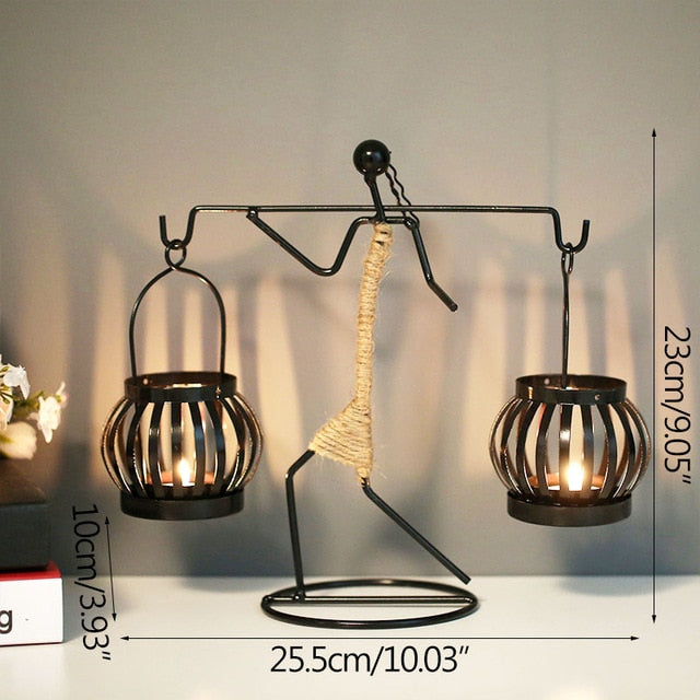 Metal Candlestick Abstract Character Sculpture