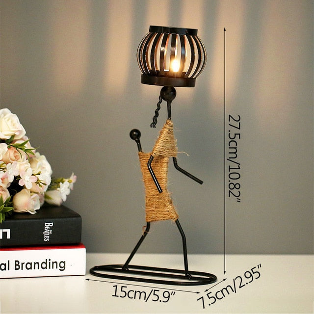 Metal Candlestick Abstract Character Sculpture