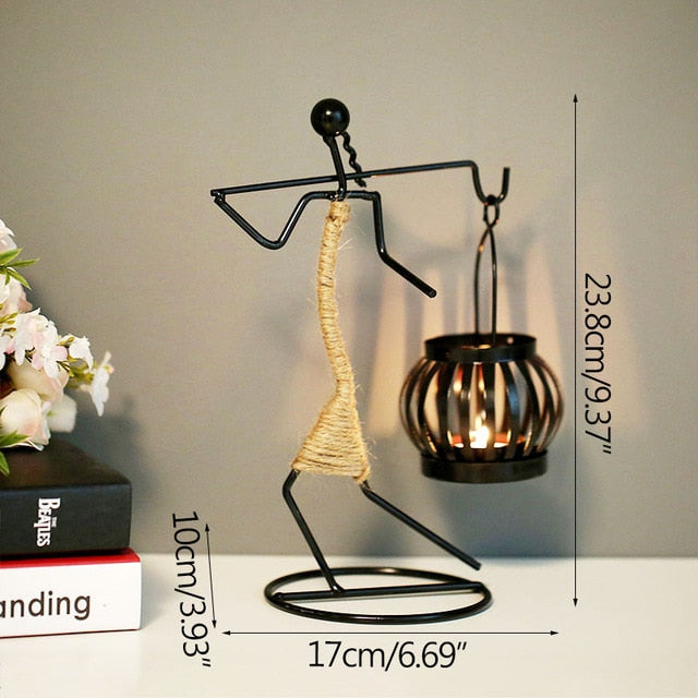 Metal Candlestick Abstract Character Sculpture