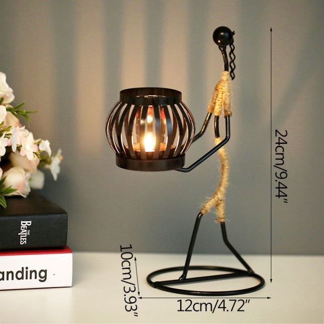 Metal Candlestick Abstract Character Sculpture