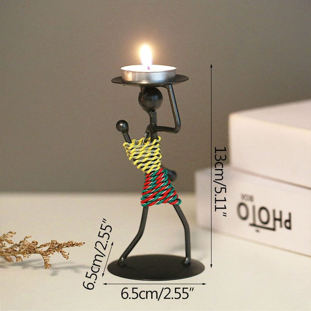 Metal Candlestick Abstract Character Sculpture