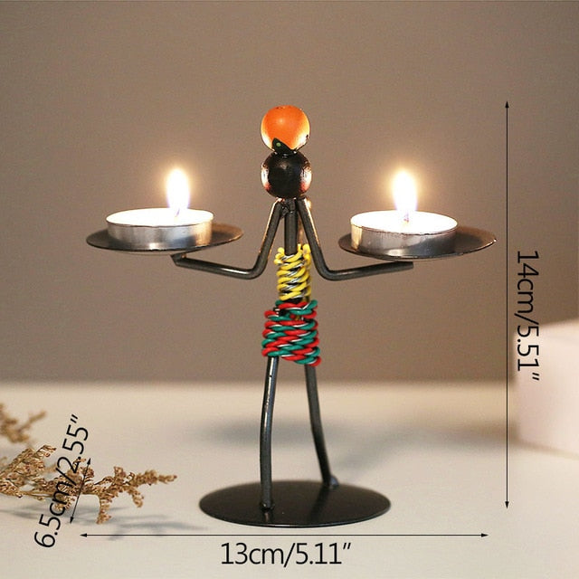 Metal Candlestick Abstract Character Sculpture