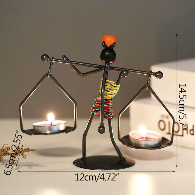 Metal Candlestick Abstract Character Sculpture