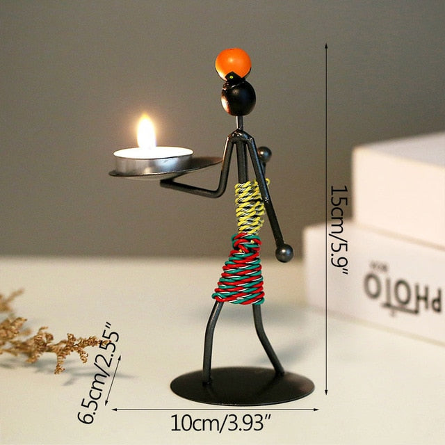 Metal Candlestick Abstract Character Sculpture