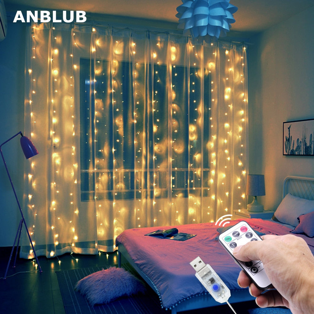3M LED Curtain Garland on the Window String Lights