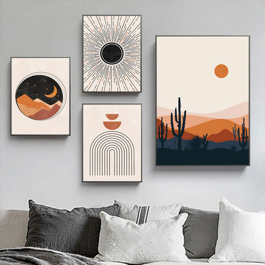 Abstract Mid Century Canvas Painting Rainbows