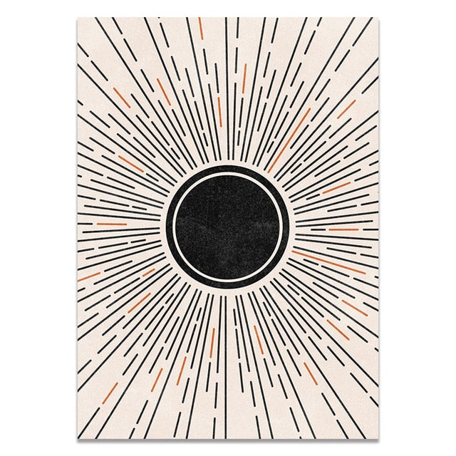 Abstract Mid Century Canvas Painting Rainbows