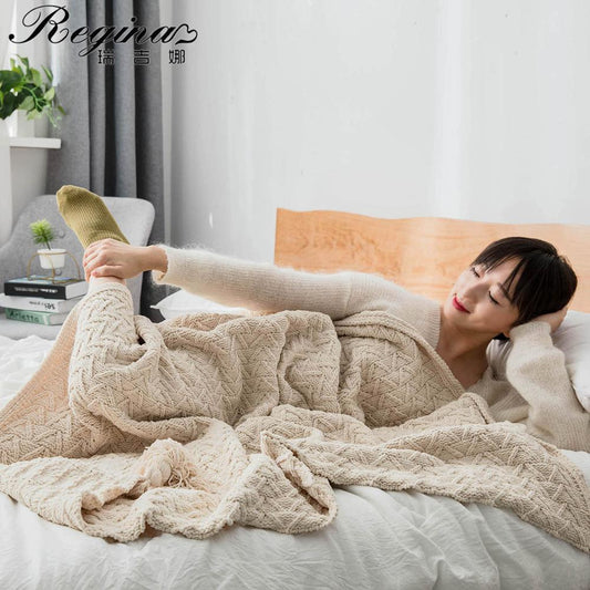 Tassel Design Chunky Knit Throw Blanket For Bed