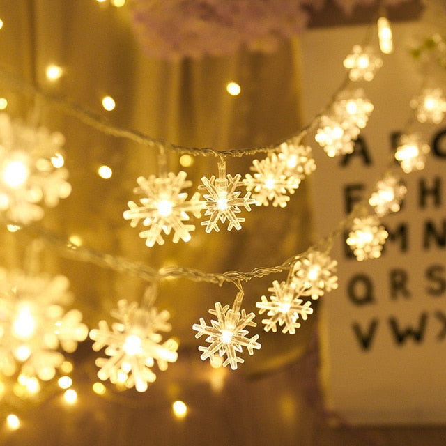 LED Snowflake Light String Garlands