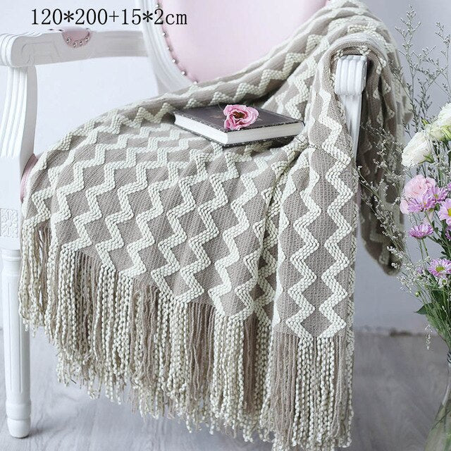 Knitted Throw Thread Blanket for Beds
