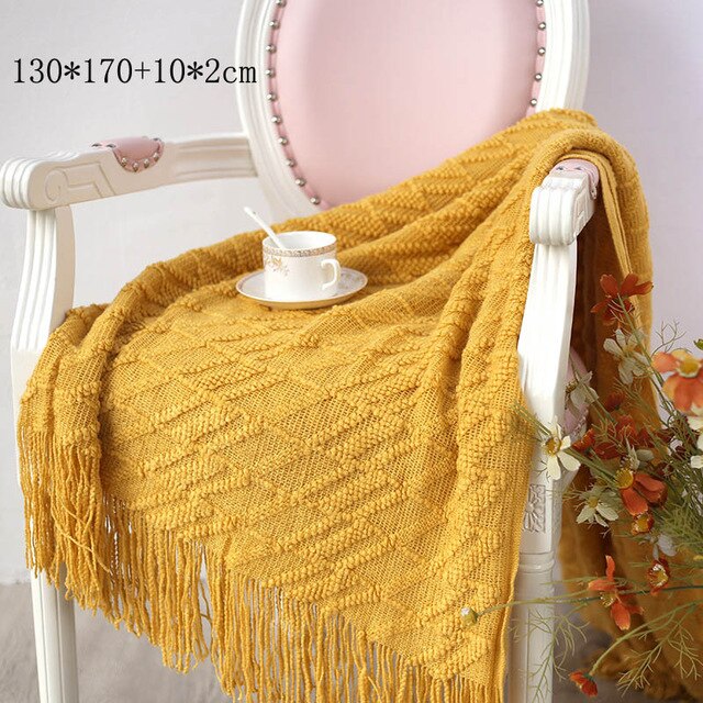 Knitted Throw Thread Blanket for Beds