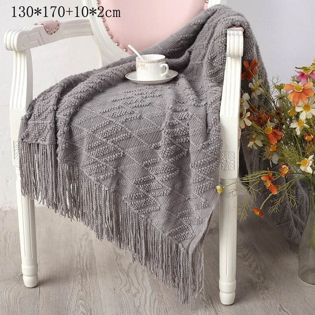 Knitted Throw Thread Blanket for Beds