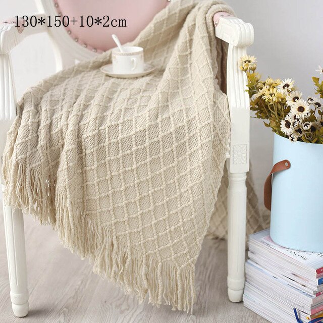 Knitted Throw Thread Blanket for Beds