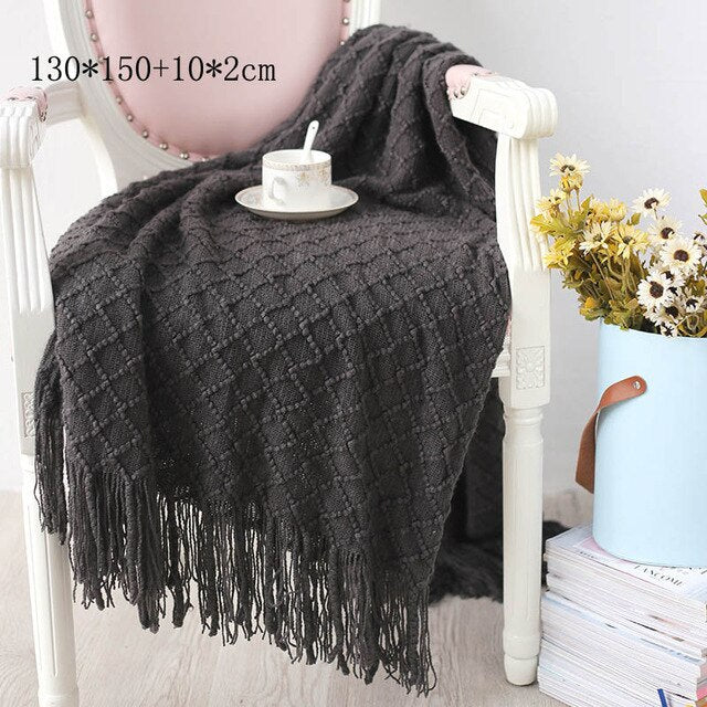 Knitted Throw Thread Blanket for Beds